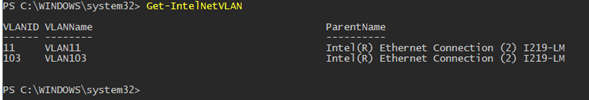 IntelNetCmdlets powershell module - list vlans Get-IntelNetVLAN