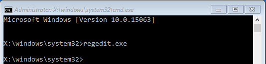 run regedit in winpe