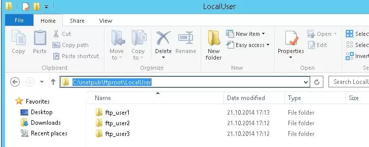 ftp users home folders