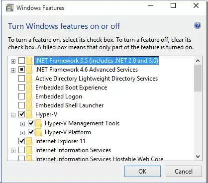 Hyper-V role  on  Windows 10