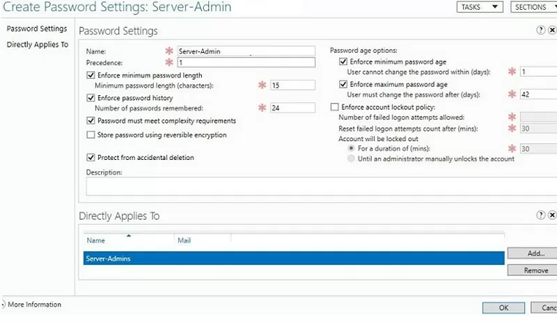 multiple password setting objects on active directory