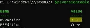powershell core updated to 7.3