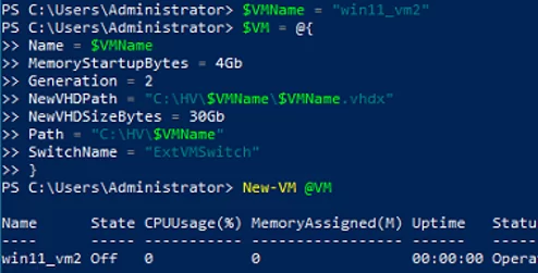 powershell create windows 11 vm